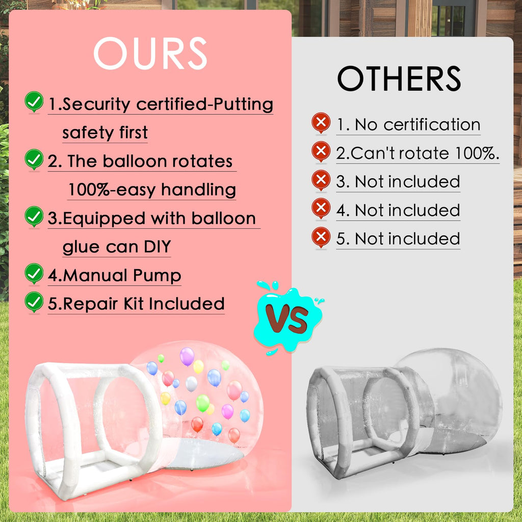 10FT Bubble House, Clear Balloon House for Party, PVC Bubble House Dome Inflatable for Kids, Inflatable Bubble House Perfect for Indoor Outdoor Kids Party Celebrations Party Rental Equipment