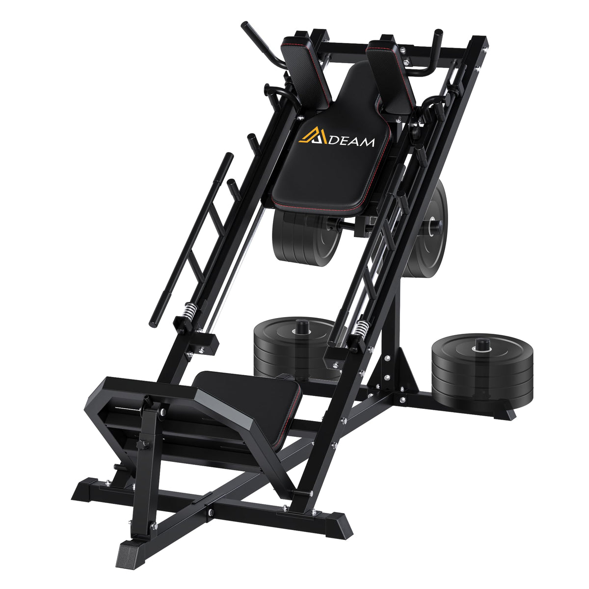 Machine de presse à jambes Mdeam, machine de squat hack avec roulement linéaire, machine de squat hack à 45 degrés pour entraînement de force du bas du corps à domicile ou en salle de sport pour quadriceps, ischio-jambiers, fessiers, mollets