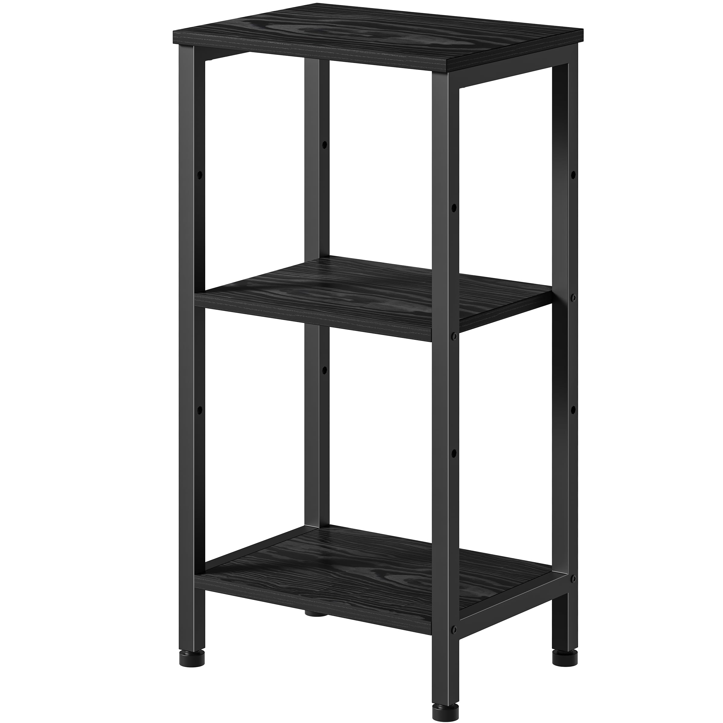 Tall End Table with Charging Station, 3 Tier Narrow Beside Table with Adjustable Shelf, Tall Side Table Nightstand for Bedroom, Living Room Coffe Table, Office, Greige