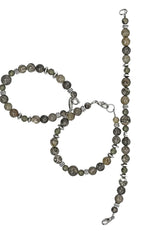 beaded bracelet jewelry mixed fossils, Petoskey stone and Epidote (6.5 inches)
