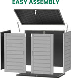 Outdoor Trash Can Storage Shed 4.6 x 4.1 FT, 304 Gallon Resin Shed with Lockable Doors & Lift Lid, Waterproof Outdoor Storage for Garden Tools, Cushions & Patio Equipment