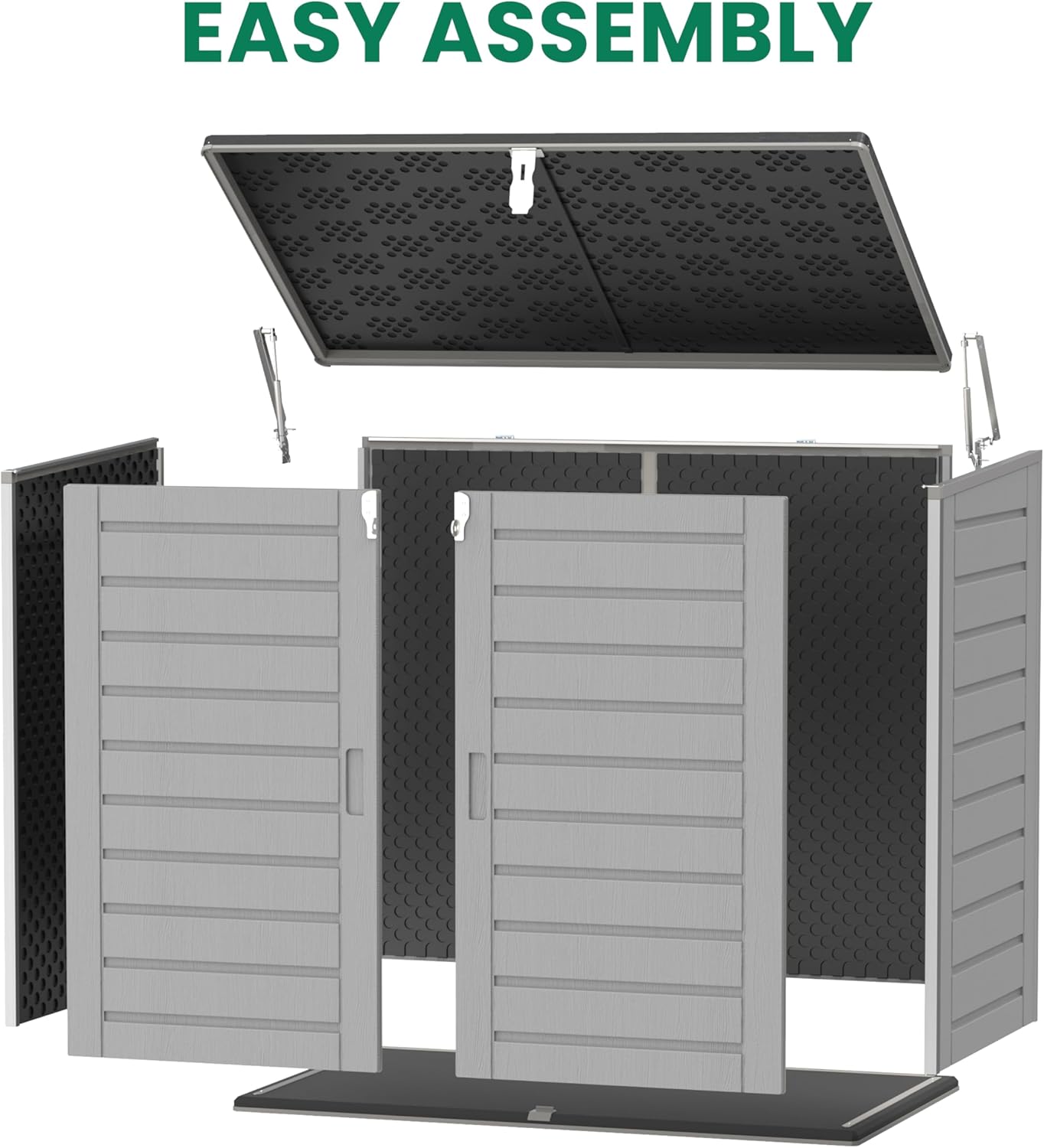 Outdoor Trash Can Storage Shed 4.6 x 4.1 FT, 304 Gallon Resin Shed with Lockable Doors & Lift Lid, Waterproof Outdoor Storage for Garden Tools, Cushions & Patio Equipment