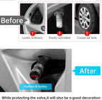 Tire Valve Stem Cap for GMC Metal Tire Stem Cover with Belt O-Ring Air caps Sports Accessories 4 Pieces (Black)
