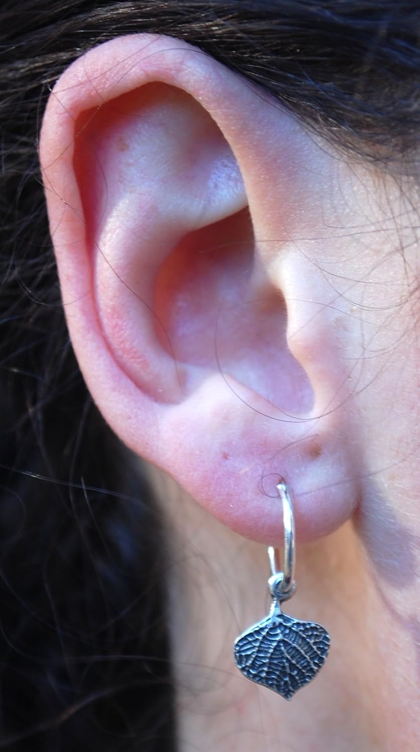 Aspen Leaves Hoop Earrings - silver