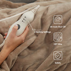 Manta Elétrica Tefici, Super Aconchegante e Macia, Flanela de 2 Camadas 50" x 60", Manta Aquecida com 3 Níveis de Aquecimento e Desligamento Automático em 4 Horas, Lavável na Máquina, Certificada ETL e FCC, Uso Residencial e Escritório, Cor Camelo