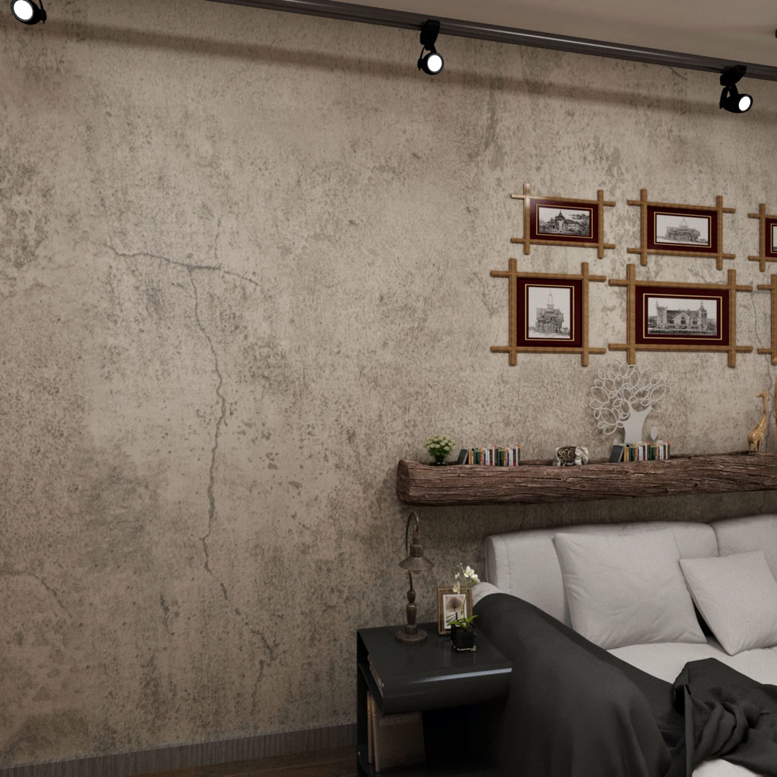 3yecao 48"×354" Extra Wide Big Roll Thick Light Brown Grey Concrete Wallpaper Peel and Stick 3D Industrial Gray Concrete Contact Paper DIY Matte Textured Cement Stickers for Bedroom Bathroom Gym Walls