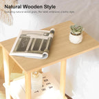 AWASEN C Shaped End Table, Small Side Table for Couch, 3-Tier Wood Sofa Table Coffee Table for Living Room, Small Space, Bedroom, Home Office, Easy Assembly, Natural