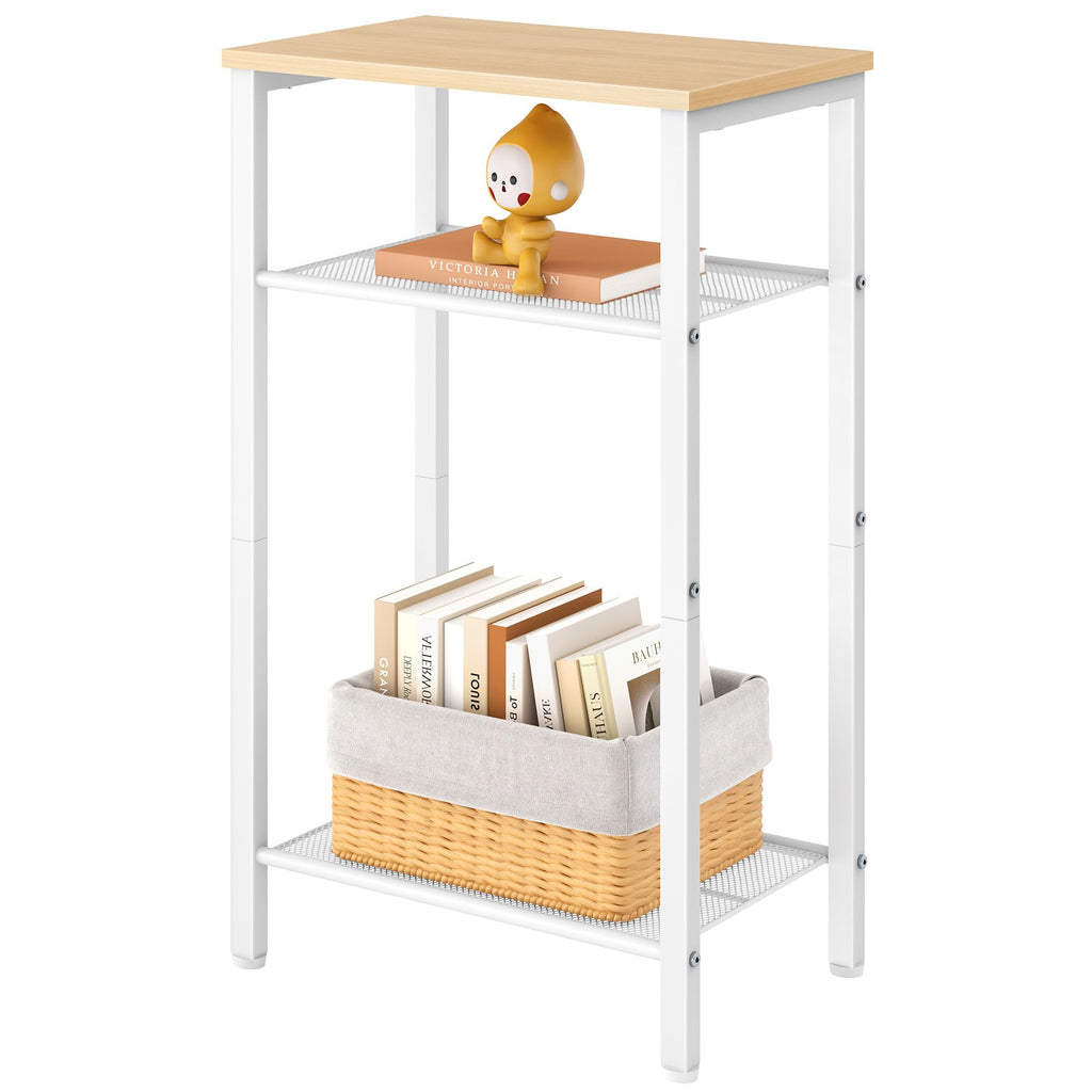 Hoctieon 3 Tier End Table, Telephone Table, Tall Side Table with Storage, Small Nightstand for Small Spaces, Metal Frame, For Living Room, Bedroom, Sofa Couch, Hall, Easy Assembly, Black