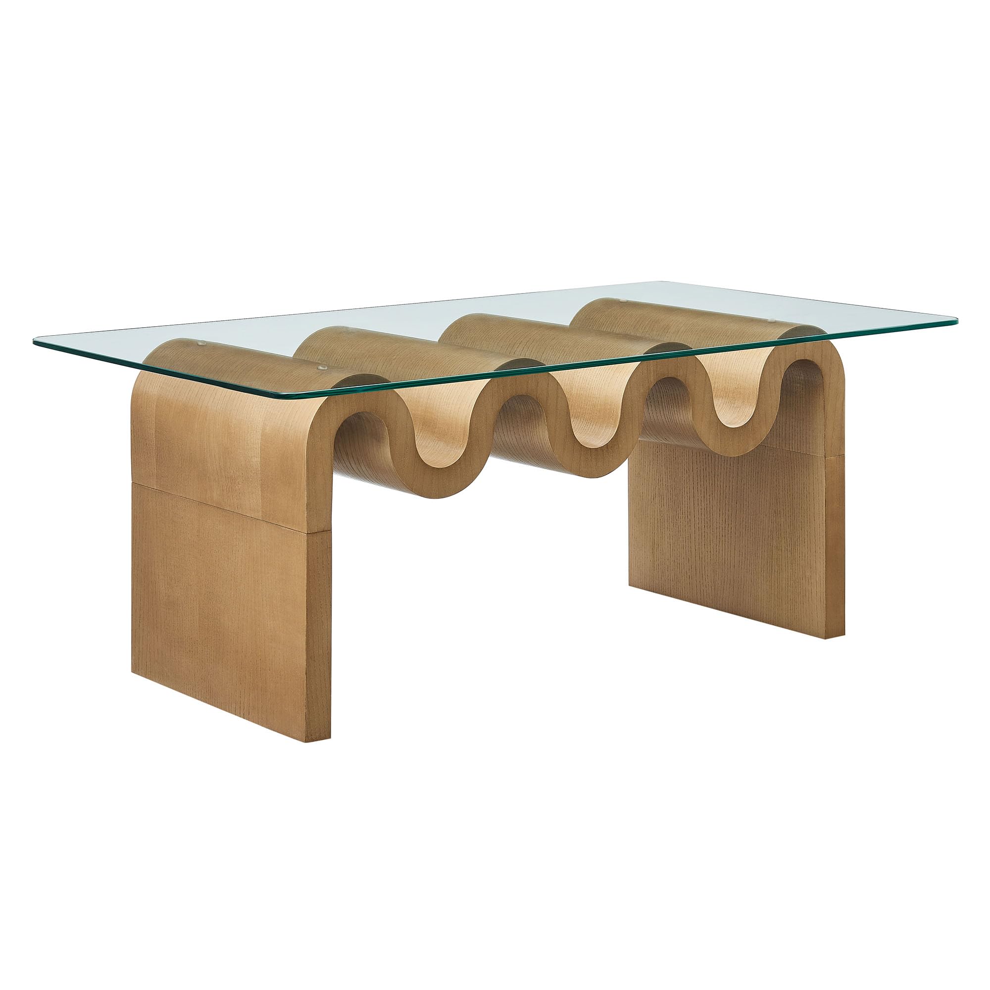Modway Ondine Glass and Wood Coffee Table in Spiced Apple