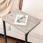 AMHANCIBLE C Shaped End Tables Set of 2, Couch Side Tables That Slide Under, TV Trays for Living Room, Bedroom, Small Space, Sofa, Grey HET02BGY