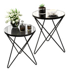 HLR Modern Round Side Table, End Table with Marble Effect Top and Gold Metal Frame, Small Side Table for Living Room, Bedroom, Sofa and Couch, Gold Legs, Green Marble top