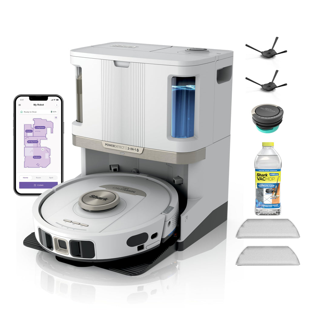 Shark AV2501S AI Ultra Robot Vacuum, with Matrix Clean, Home Mapping, 30-Day Capacity HEPA Bagless Self Empty Base, Perfect for Pet Hair, Wifi, Dark Grey