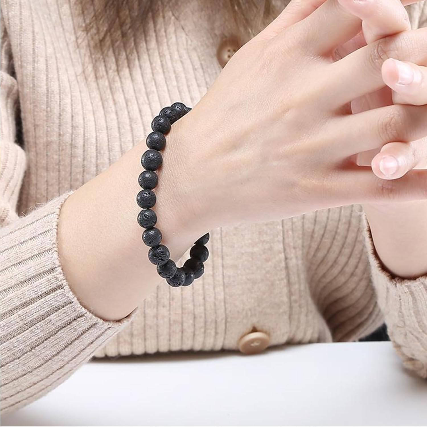 Lava Rock Protection Handmade Bracelets For Men Women Attract Wealth Chakra Feng Shui Stretchy Beaded Bracelets Lucky Anxiety Bracelets For Women (lava)