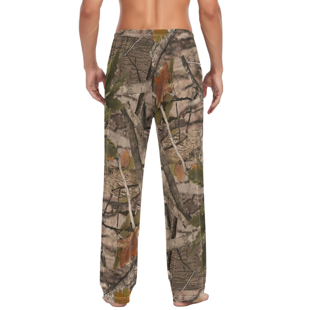 Ollabaky Men's Pajama Pants Forest Camouflage Pjs Bottoms with Pockets Sleep Lounge Pants for Men, L