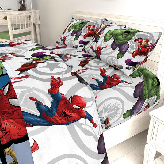 Jay Franco Marvel Spidey and His Amazing Friends Team Spidey Twin Size Sheet Set - 3 Piece Set Super Soft and Cozy Kid’s Bedding - Fade Resistant Microfiber Sheets (Official Marvel Product)