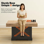 Coffee Table 31.5 in Rustic Center Table with X Design Wooden Pedestal for Living Room, Dark Oak Square Home Office Sofa Side Table for Small Space, Easy Assembly, Space-Saving