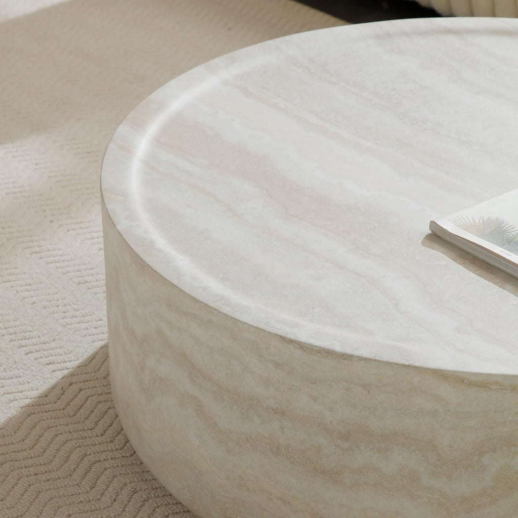 JUSTONE Set of 2 Round Coffee Tables for Living Room, Faux Mars Pattern Modern Minimalist Side Tables Accent End Table End Table for Apartment,Office,Marble