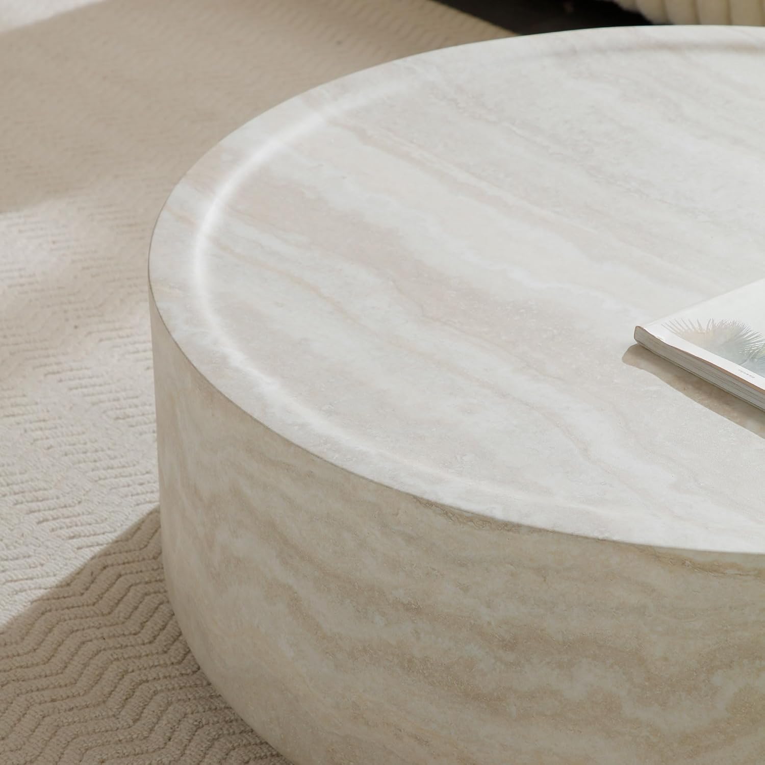 JUSTONE Set of 2 Round Coffee Tables for Living Room, Faux Mars Pattern Modern Minimalist Side Tables Accent End Table End Table for Apartment,Office,Marble