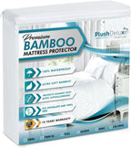 PlushDeluxe Premium Bamboo Mattress Protector – King Size, Waterproof, & Ultra Soft Breathable Noiseless Washable Bed Mattress Cover for Comfort & Protection - White