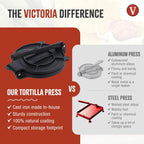 Victoria Cast Iron Tortilla Press, Tortilla and Roti Maker, Made in Colombia, 6.5 Inches