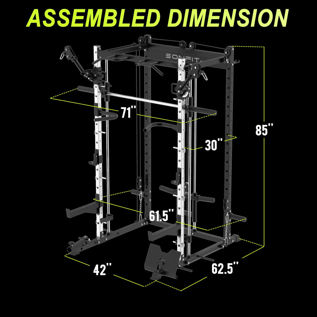EonfitOmni Eonfit E3 Smith Machine for Home Gym with Cable Crossover System, Multi-Function Power Cage Squat Rack with LAT Pulldown for Home Gym Equipment