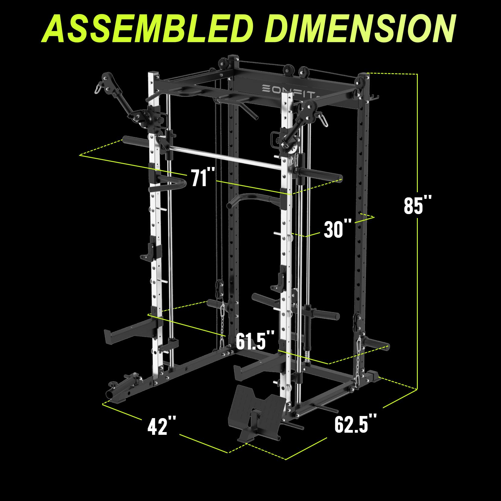EonfitOmni Eonfit E3 Smith Machine for Home Gym with Cable Crossover System, Multi-Function Power Cage Squat Rack with LAT Pulldown for Home Gym Equipment