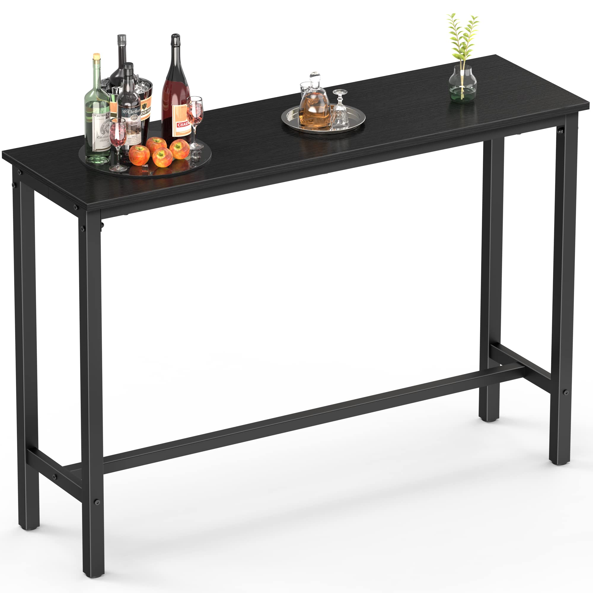 Mr IRONSTONE 47 inch Bar Table, White Pub Table Kitchen Dining Coffee Table High Writing Computer Table with MDF Top Covered with Laminate Marble (Indoor USE ONLY)