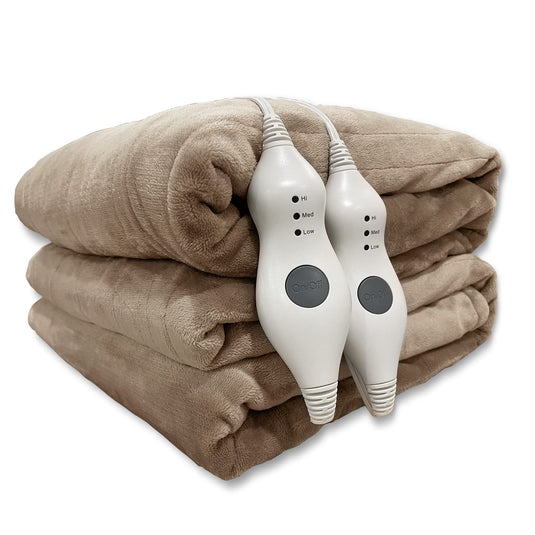 Tefici Electric Heated Blanket Throw, Super Cozy Soft 2-Layer Flannel 50" x 60" Heated Throw with 3 Heating Levels & 4 Hours Auto Off, Machine Washable, ETL&FCC Certified, Home Office Use,Camel