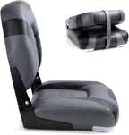 Premium Marine A Pair of Low Back Folding Boat Seat, Fishing Marine Seats with Stainless Steel Screws, Charcoal/Black(2 Seats)