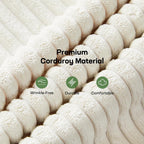 Marsail Futon Sofa Bed, Corduroy Futon Couch with Adjustable Backrest & Armrests, Convertible Small Sleeper Sofa Bed for Small Apartments, Study Room, Office, White