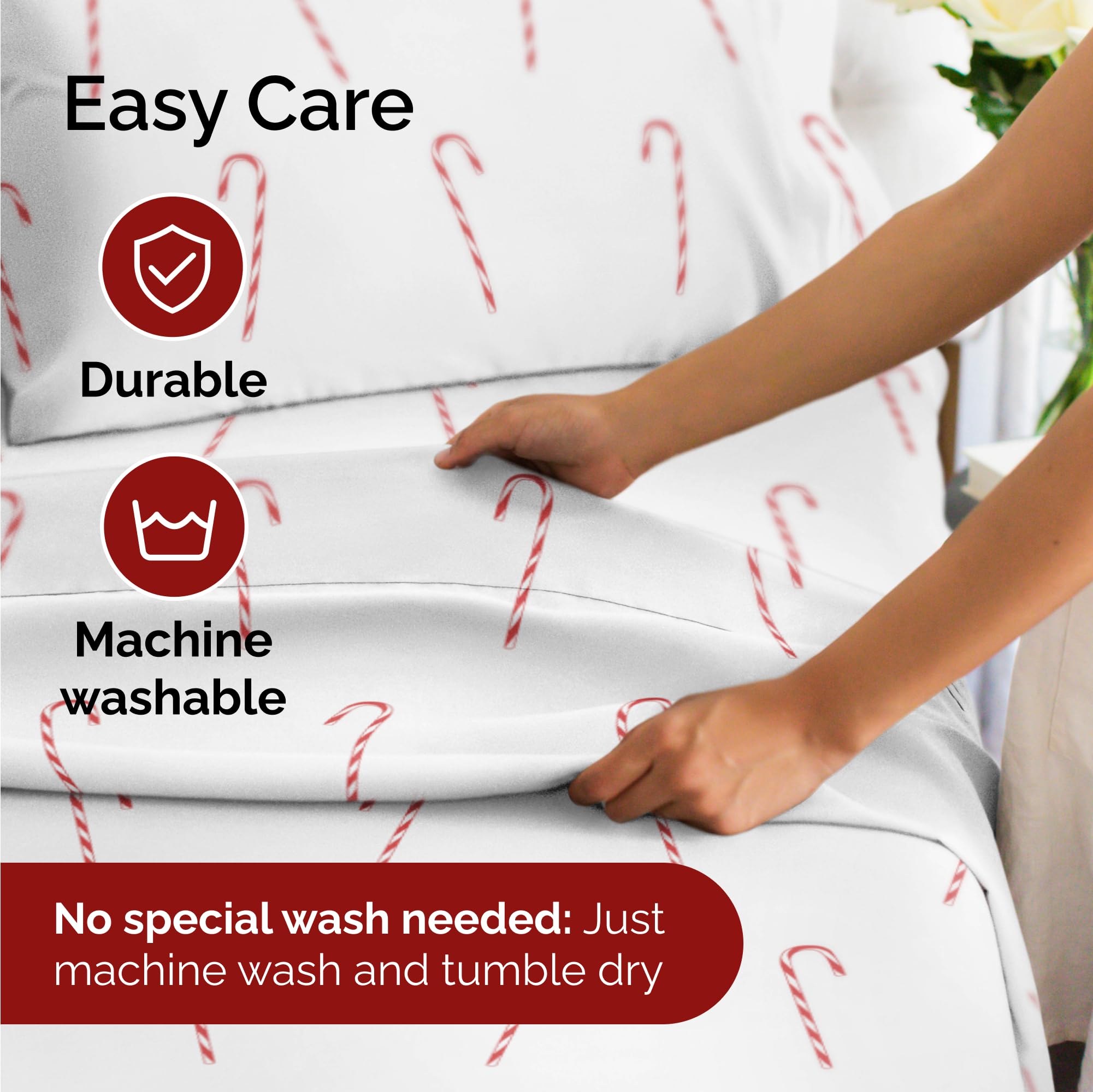 Komplet pościeli King Christmas Tree - Świąteczny wzór Xmas na lnie - Głębokie kieszenie - Dopasowany krój - 4 części - Bez zagnieceń - Wygodna i chłodząca świąteczna pościel zimowa - Łatwa w pielęgnacji - Przyjazna dzieciom