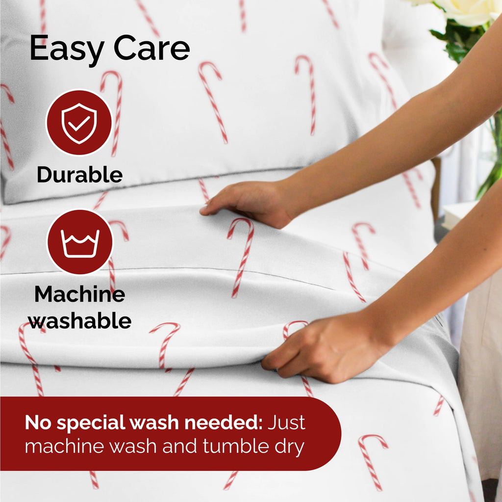 Queen Christmas Tree Sheet Set - Holiday Xmas Pattern Linen Set - Deep Pockets - Snug Fit - 4 Piece - Wrinkle Free - Comfy & Cooling Festive Winter Bedding - Easy To Care For - Kid Friendly