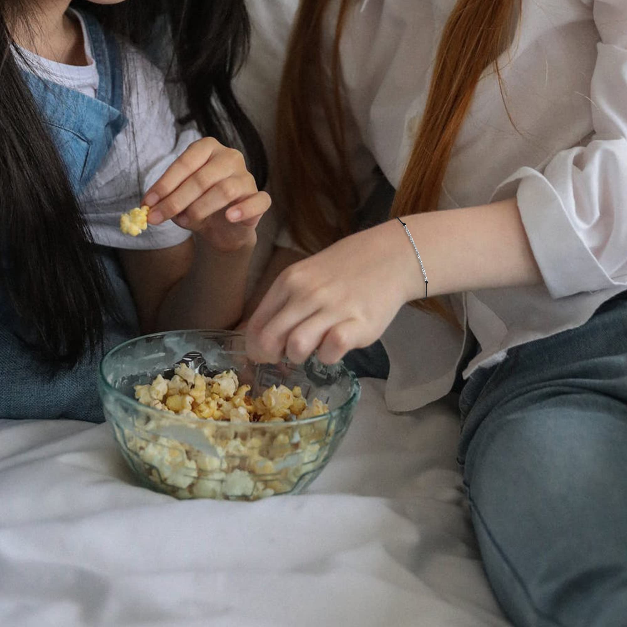 KGBNCIE U Got This Morse Code Bracelet Women Sterling Silver Beads on Silk Cord Friendship Bracelet Inspirational Gift for Men