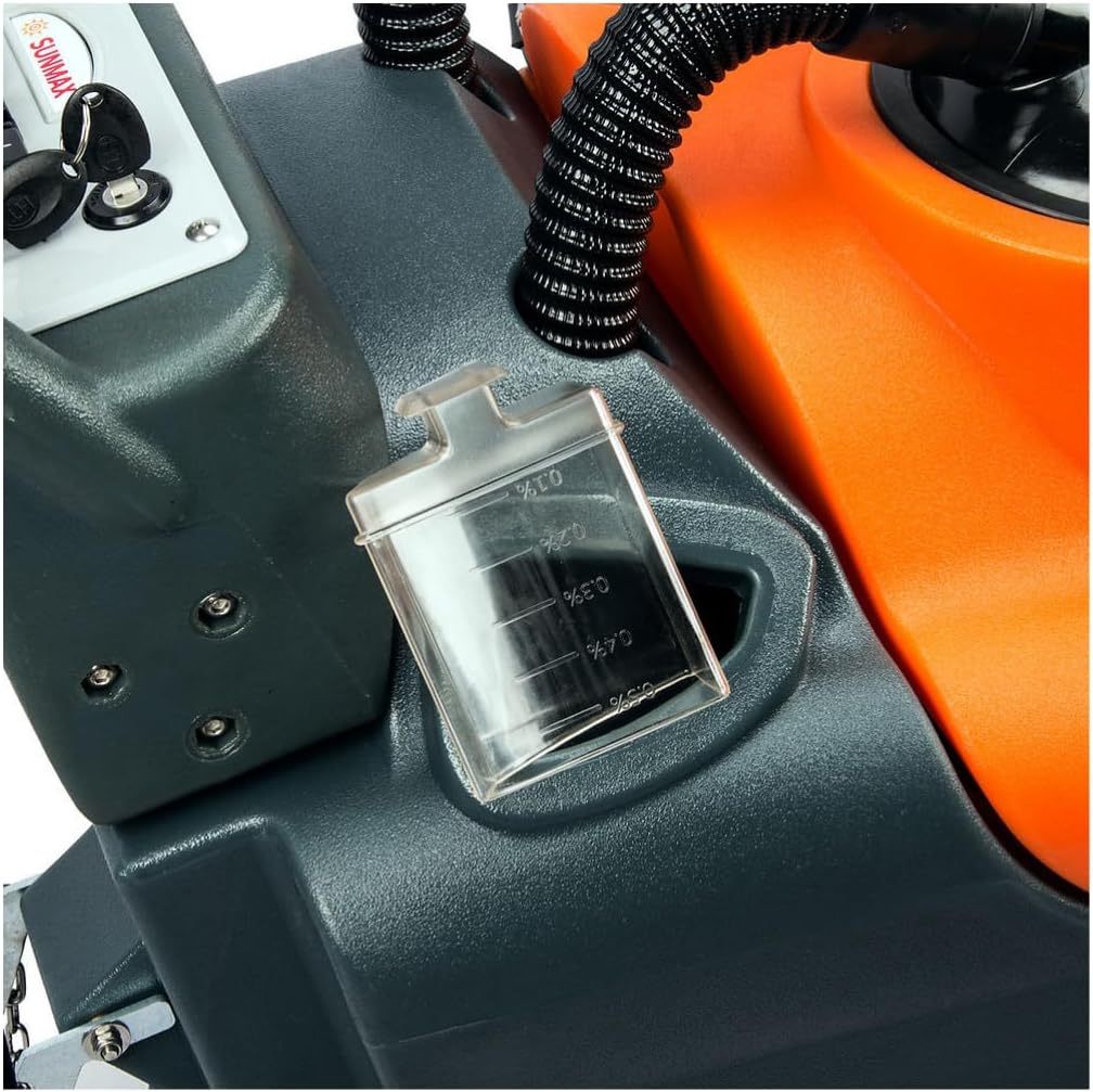 SUNMAX Walk-behind Floor Scrubber Dryer with 22" Scrub Path, 14.5-Gal Recovery Tank, Includes Heavy Duty Brush, Red, Black and White Pads, 30000 Sqft/h