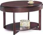 Leick Home 10109-CH Oval Small Coffee Table with Shelf, Chocolate Cherry