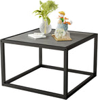 Square Coffee Tables for Living Room, Small Coffee Table with Storage Center Side Table with Wood Tabletop and Sturdy Metal Frame,Black and Gray/60x60x40cm
