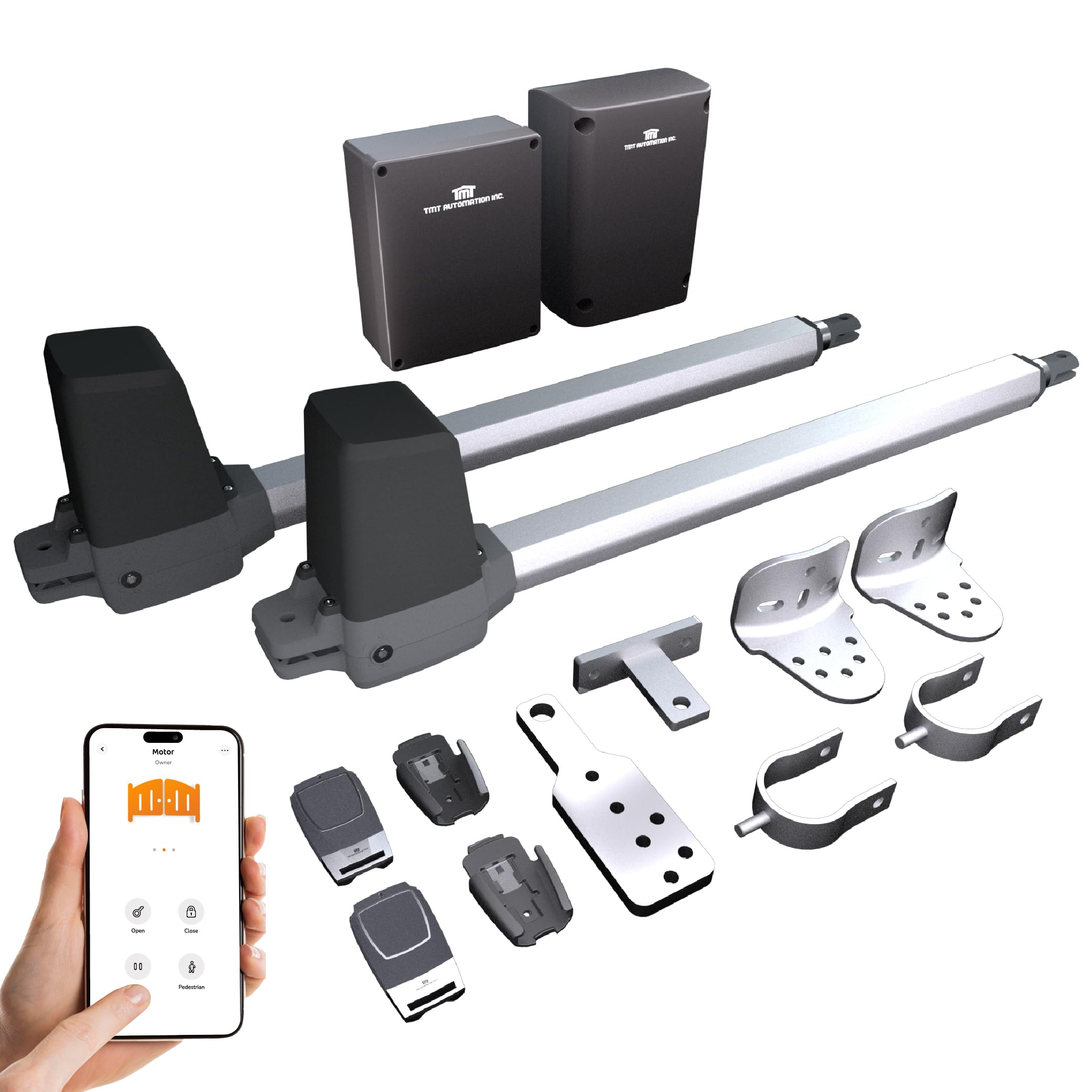 TMT Terrier 200 Single Automatic Gate Openers Up to 8ft and 550lb Medium Duty Swing Gate, Gate Openers with Remote Complete Kit, Electric Gate Opener for Driveway with Powerful Motor (APP Compatible)