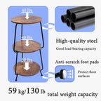 Small Side Table, 3 Tier Round End Table Slim Accent Table Industrial Vintage Nightstand, Metal Frame and Rustic Wood Coffee Table for Small Spaces, Bedroom, Living Room (Brown)