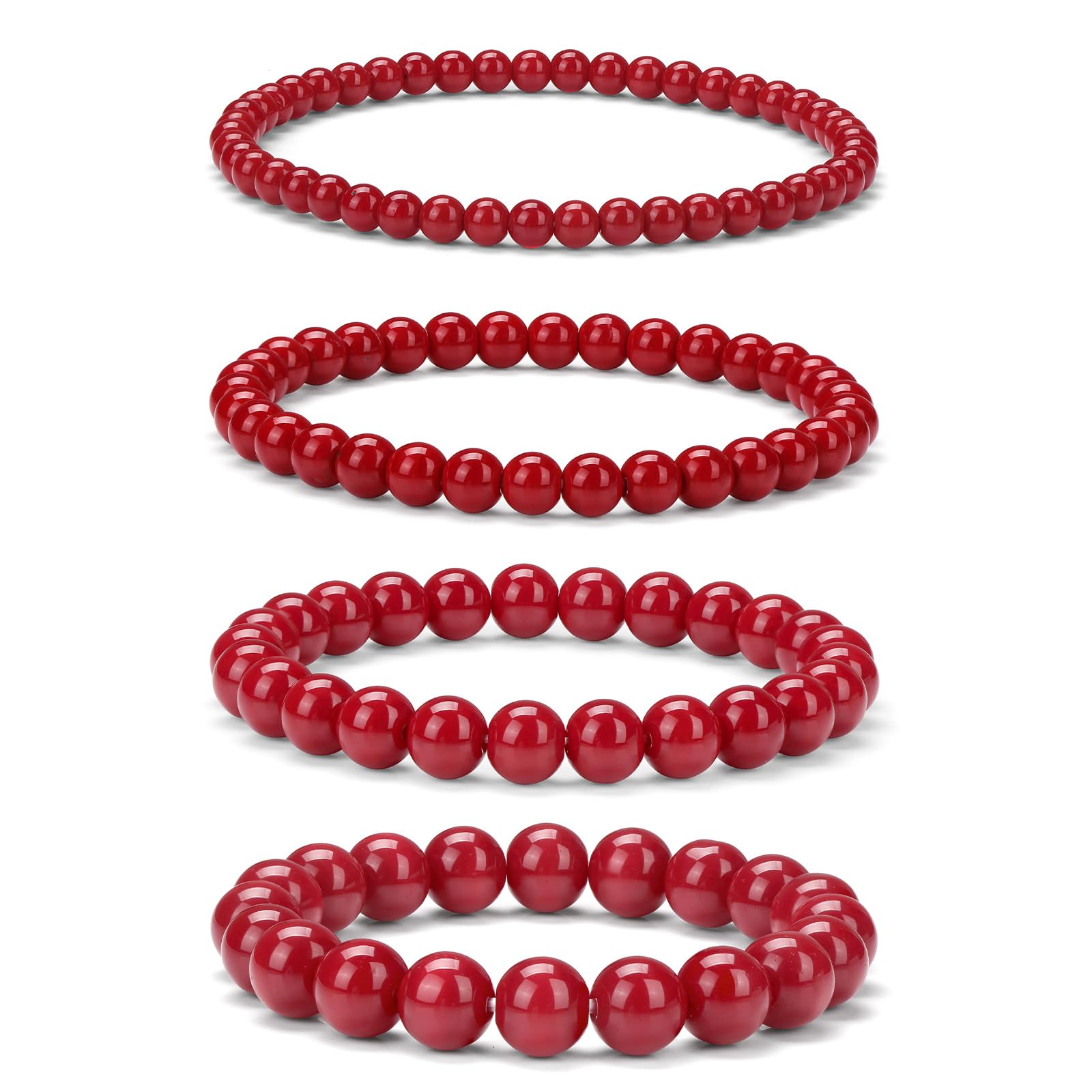 4pcs Beaded Bracelets for Women,Natural Healing Crystal Gemstones Bracelet,Anxiety Stress Relief Bracelet Handmade purple Jewelry Gifts for Women