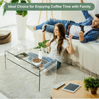Acrylic Coffee Table, 31.5" Clear Coffee Table with Storage Shelf, Rectangle Centre Table, Modern Coffee Table for Living Room, Office，31.5" L x 15.8" W x 15" H