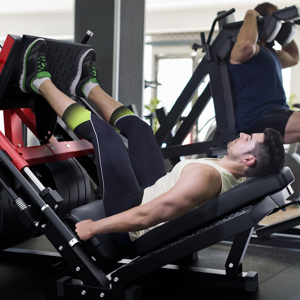 RitFit Leg Press Hack Squat Machine, Professional Adjustable Leg Press Machine for Home Gym with Linear Bearing, Specialty Hack Squat Machine for Full Lower Body Workout with Weight Storage Posts, Red