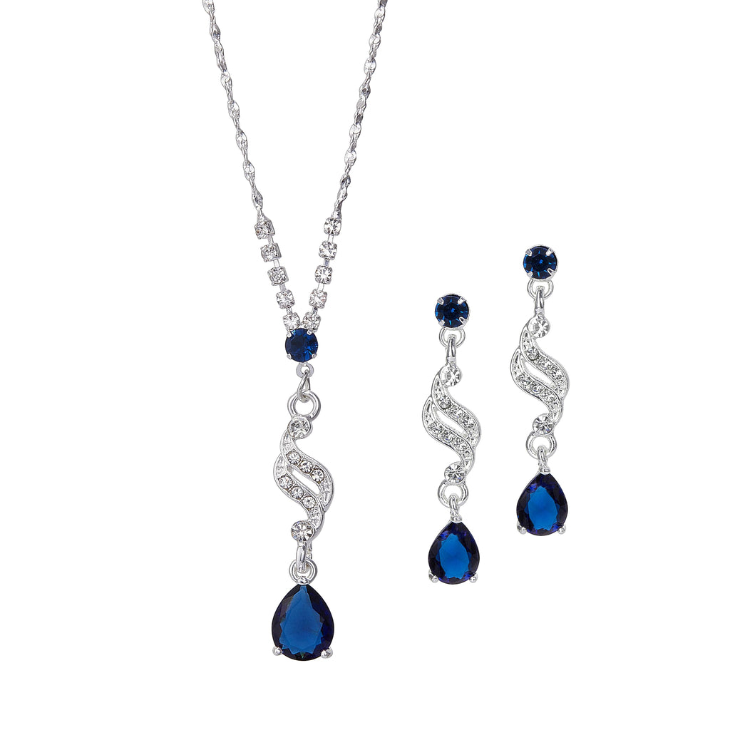 Mariell Cubic Zirconia Prom Jewelry Set, Necklace & Earrings Set for Brides, Bridesmaids, Wedding Jewelry