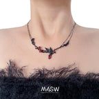 original design hip hop style Gothic necklace Crow red Rose necklace women's fashion gift M3500