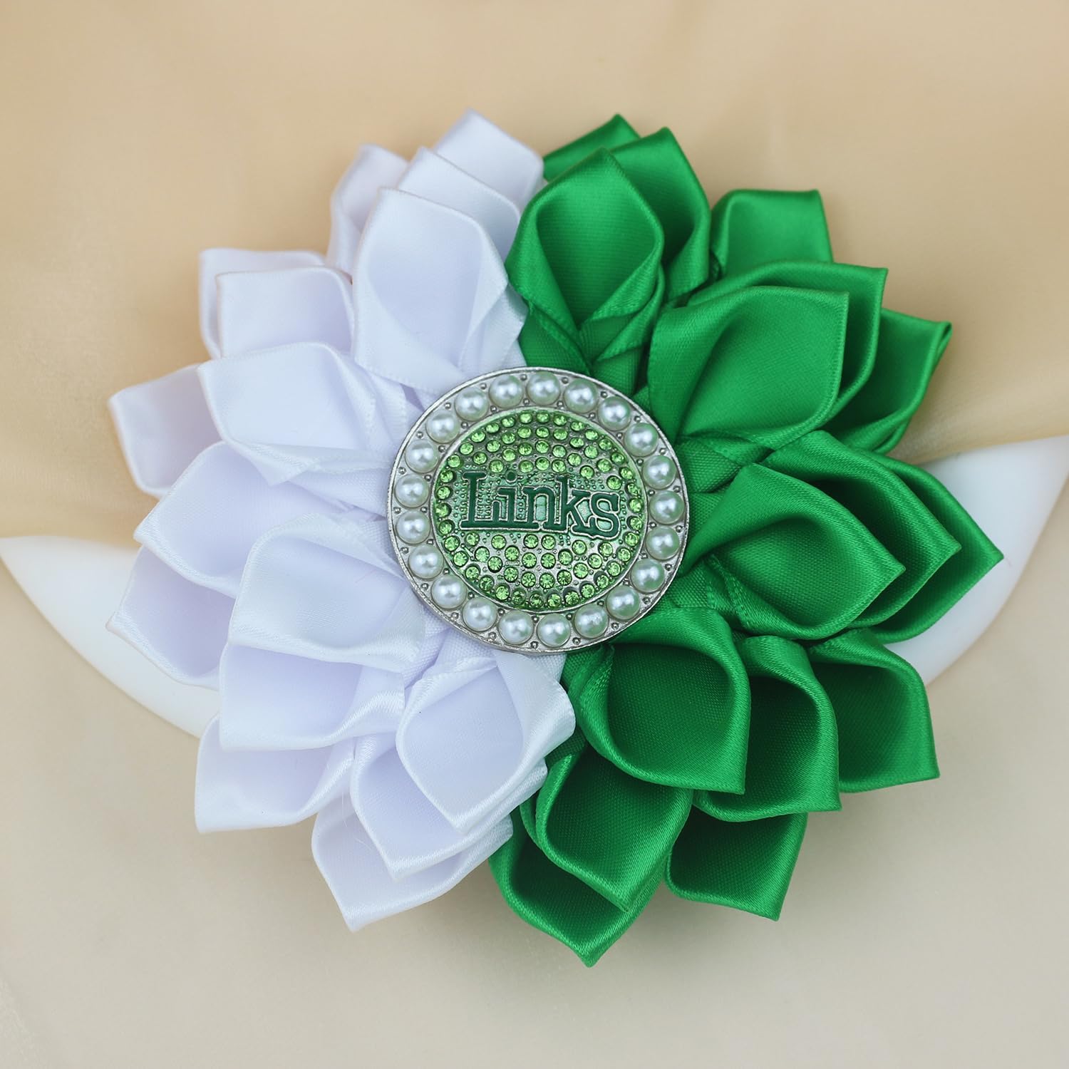 Greek Sorority Brooch Pin for Women Links Sorority Gift Paraphernalia Jewelry Green Rhinestone Brooch Sisterhood Graduation Gift for Soror / 5.5" Stain Flower Pin