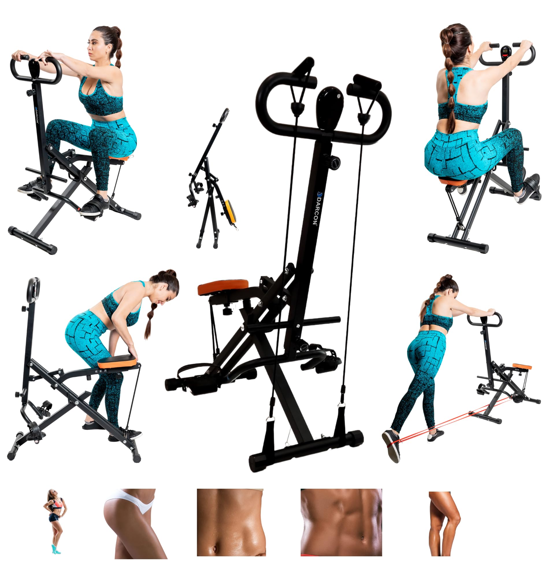 DARCON Squat Machine Exercise Equipment - Ab Rowing Machine for Home Workouts - Power Rider Row for Glutes, Legs and Full Body Workouts for Women and Men
