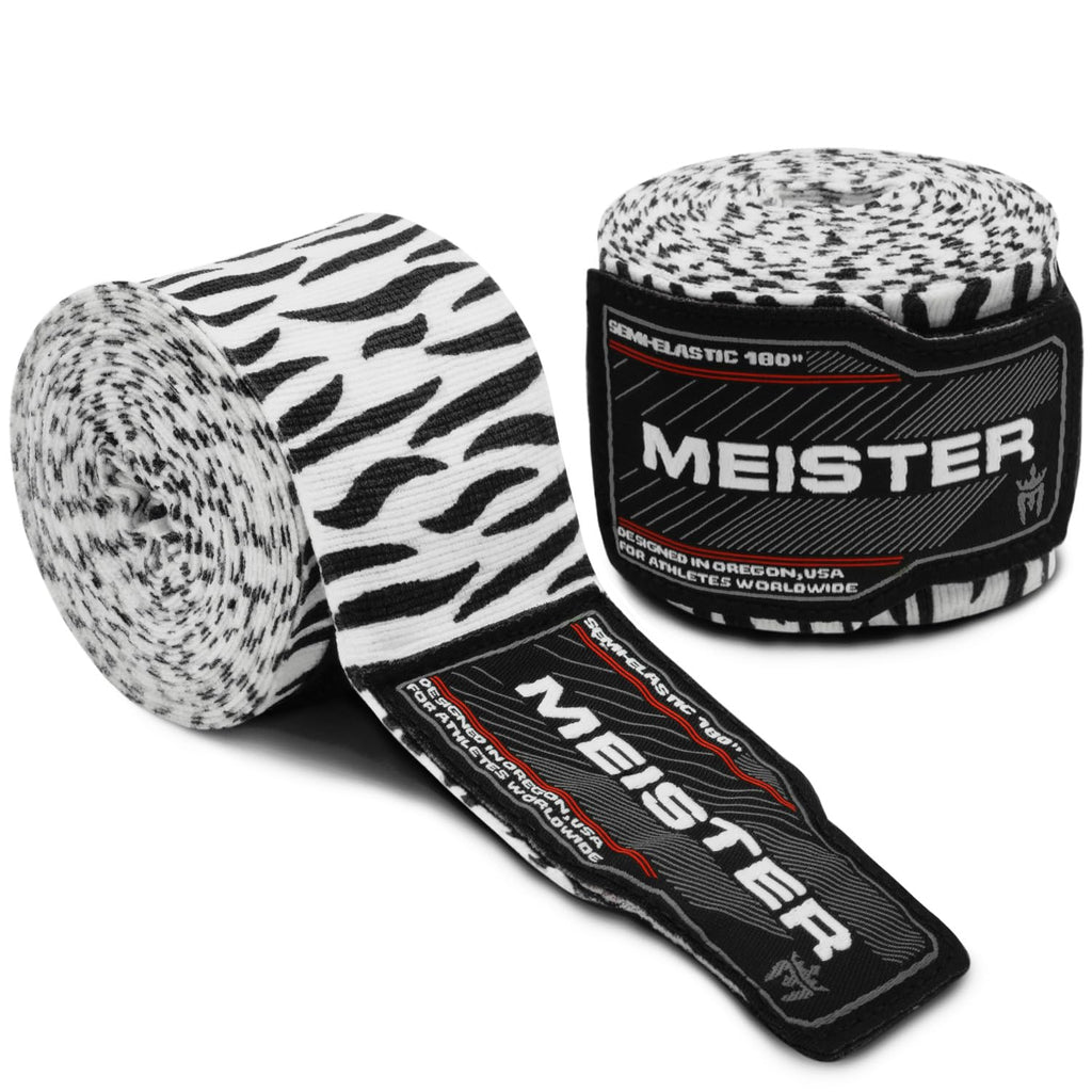 Meister Adult 180" Semi-Elastic Hand Wraps for MMA & Boxing (Pair)