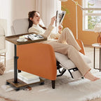 TV Tray Table,360° Swivel Height Adjustable TV Tray for Drink&Snack,Couch Tables That Slide Under,C Shaped End Table with Wheels,Small C Shaped Side Table Living Room&Bedroom-Square White