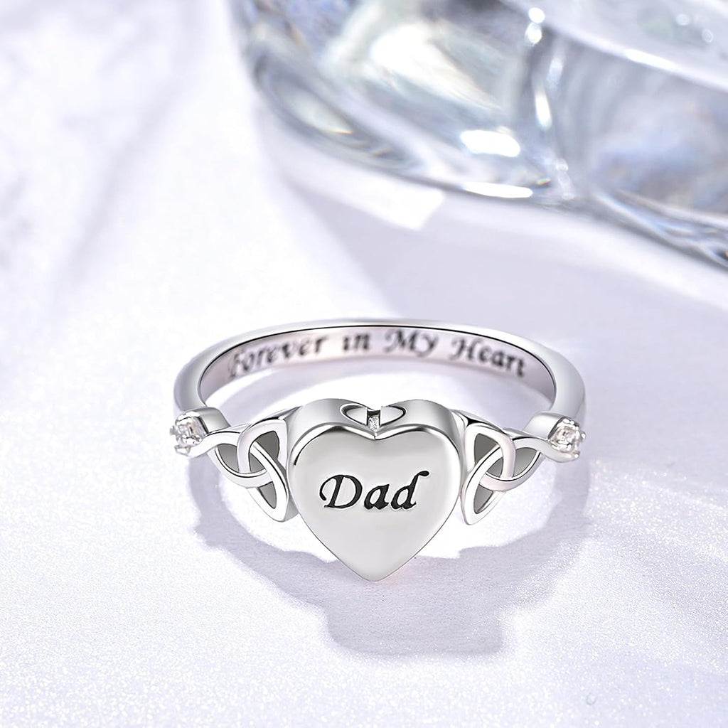 Heart Cremation Ring for Ashes: 925 Sterling Silver Forever in My Heart Carved Urn Keepake Rings Memorial Jewelry for Women Men