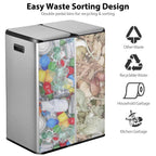 SUPER DEAL Kitchen Trash Can 16 Gallon 60L Dual Stainless Steel Garbage and Recycling Can with Foot Pedal for Kitchen, Living Room, Office, Removable Inner Buckets Soft Close Lid Odor Proof, Silver