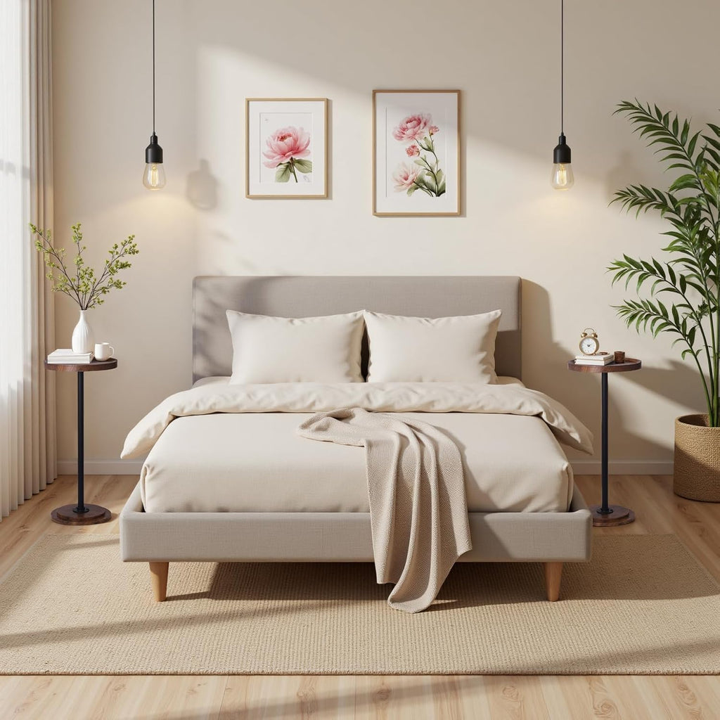 Home Dector Sofa Side Table, Small Drink Table for Small Spaces, Coffee End Table with Wood Leg for Living Room, Bedroom, Corners(Rustic Brown)